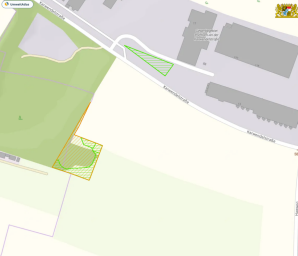 Das Bild zeigt einen Ausschnitt des Ökokatasters, auf dem die Ökokontofläche "Am Hagweg" markiert ist.